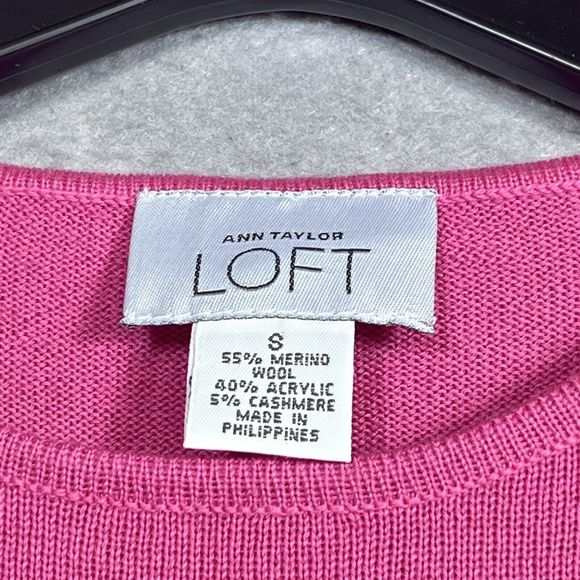Ann Taylor Loft Shirt Womens Size Small Pink Crew Neck Pullover Wool Blend Knit - Picture 6 of 9
